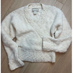 Mira Flores Hand Knit Cream Chunky Wrap Sweater – Medium